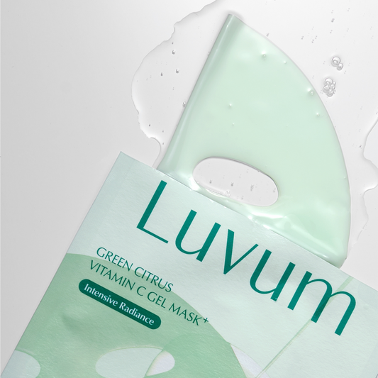 Bilde av en åpnet pakke med Luvum Green Citrus Vitamin C Gel Mask
