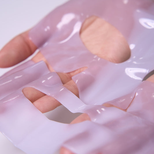 Bilde av ansiktsmasken med hydrogel fra Luvum. Bildet viser hvodan selve masken ser ut.