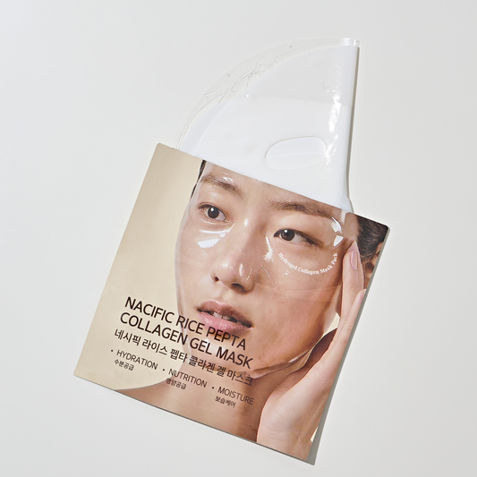 Bilde av en åpnet pakke med NACIFIC Rice Pepta Collagen Gel Mask