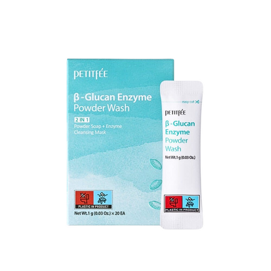 Produktbilde av Petitfee B-Glucan Enzyme Powder Wash og emballasjen