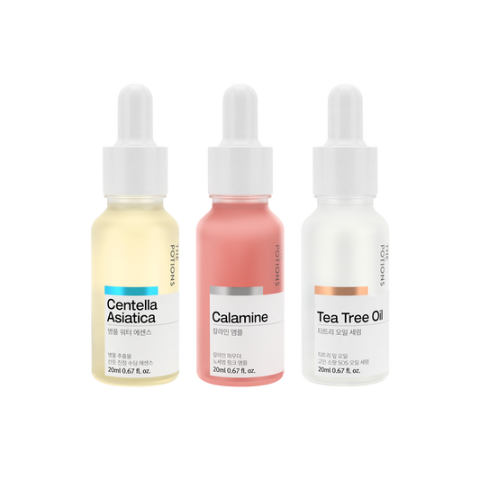 Bilde av The Potions ampuller: Centella Asiatica, Calamine, Tea Tree Oil