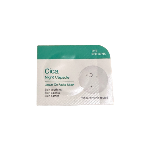 Tester/reisestørrelse The Potions Cica Night Capsule 2ml. Gir glød og reduserer aldringstegn. - KaRebeauty