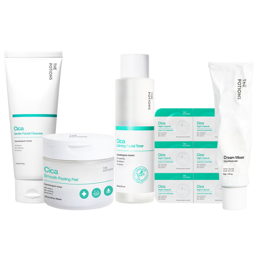 Bilde av produktene i Cica Cream Mixer hudpleierutine