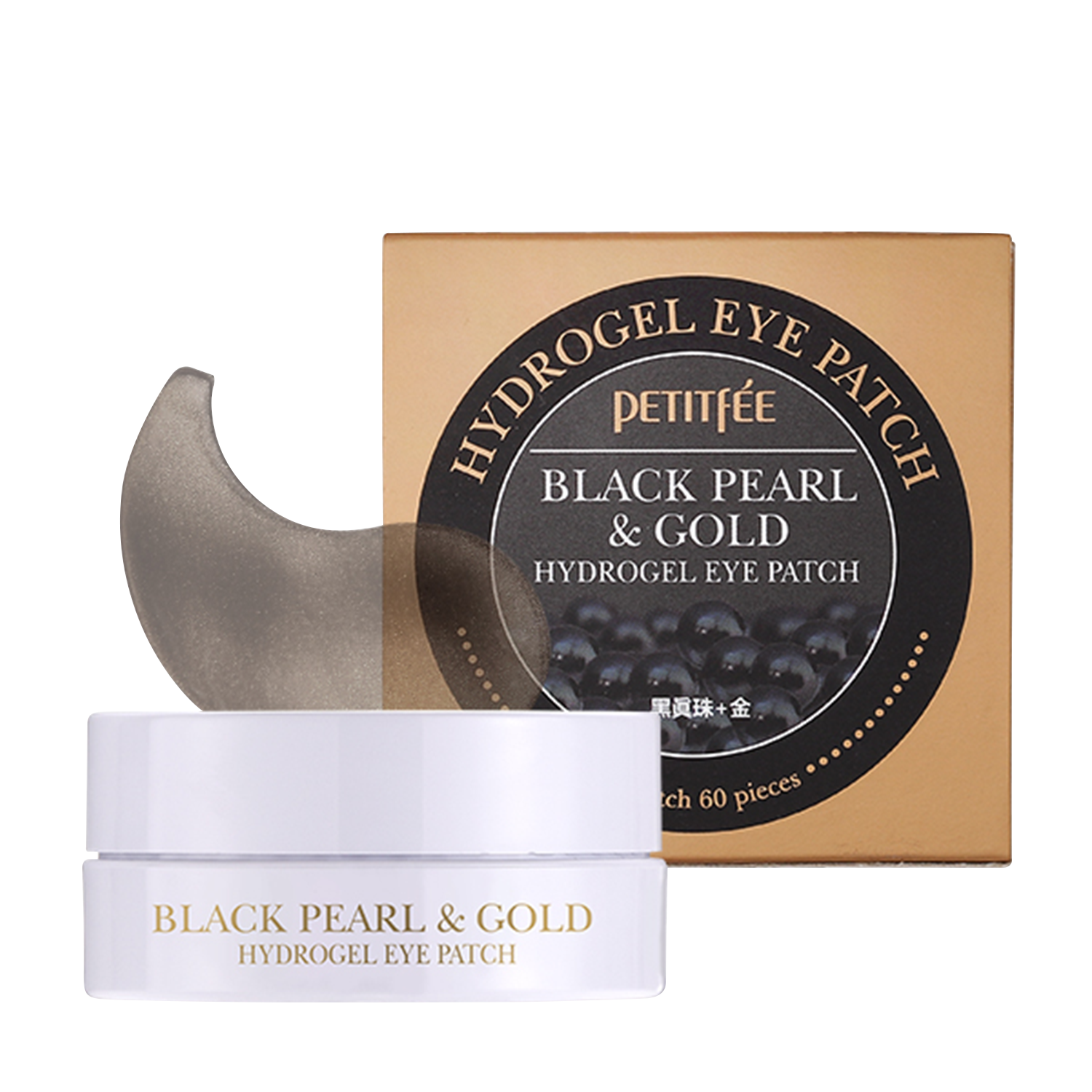 Petitfee Black Pearl & Gold Hydrogel Øyemaske (60stk) - KaRebeauty
